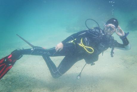 Nicole diving at Port Noarlunga, South Australia