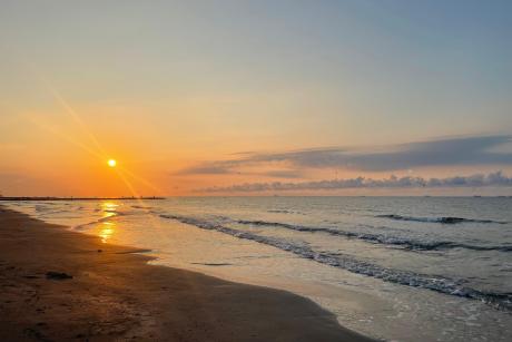 Galveston beach at sunset