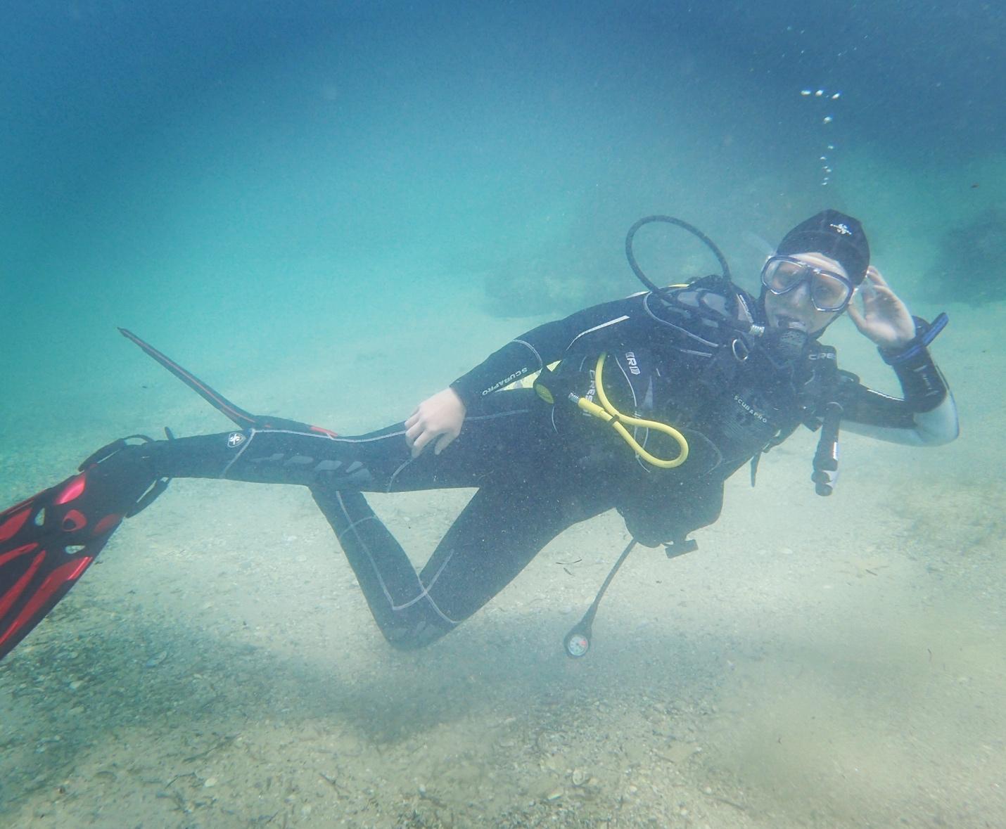 Nicole diving at Port Noarlunga, South Australia