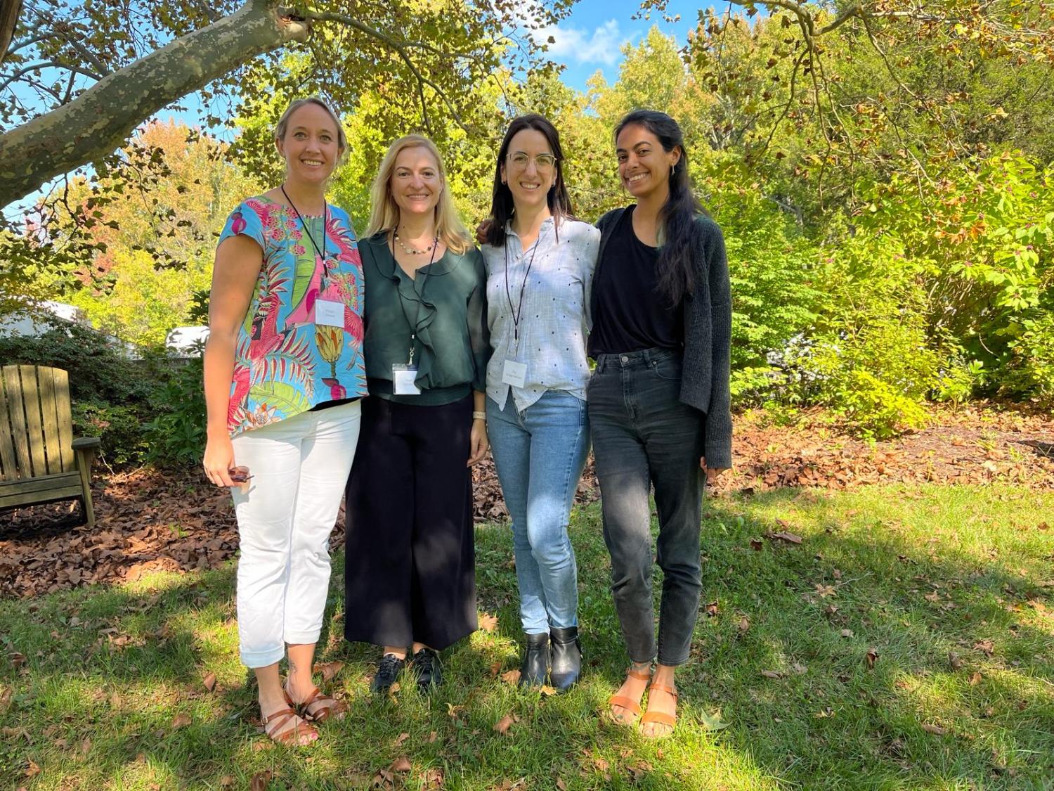 Listed from the left: Dr. Maggie Johnson, Dr. Susana Carvalho, Dr. Eva Aylagas Martinez and Lucia Rodriguez Bravo during the most recent MarineGEO workshop at SERC.