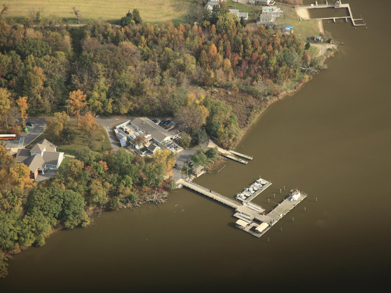Aerial view of SERC boat launch