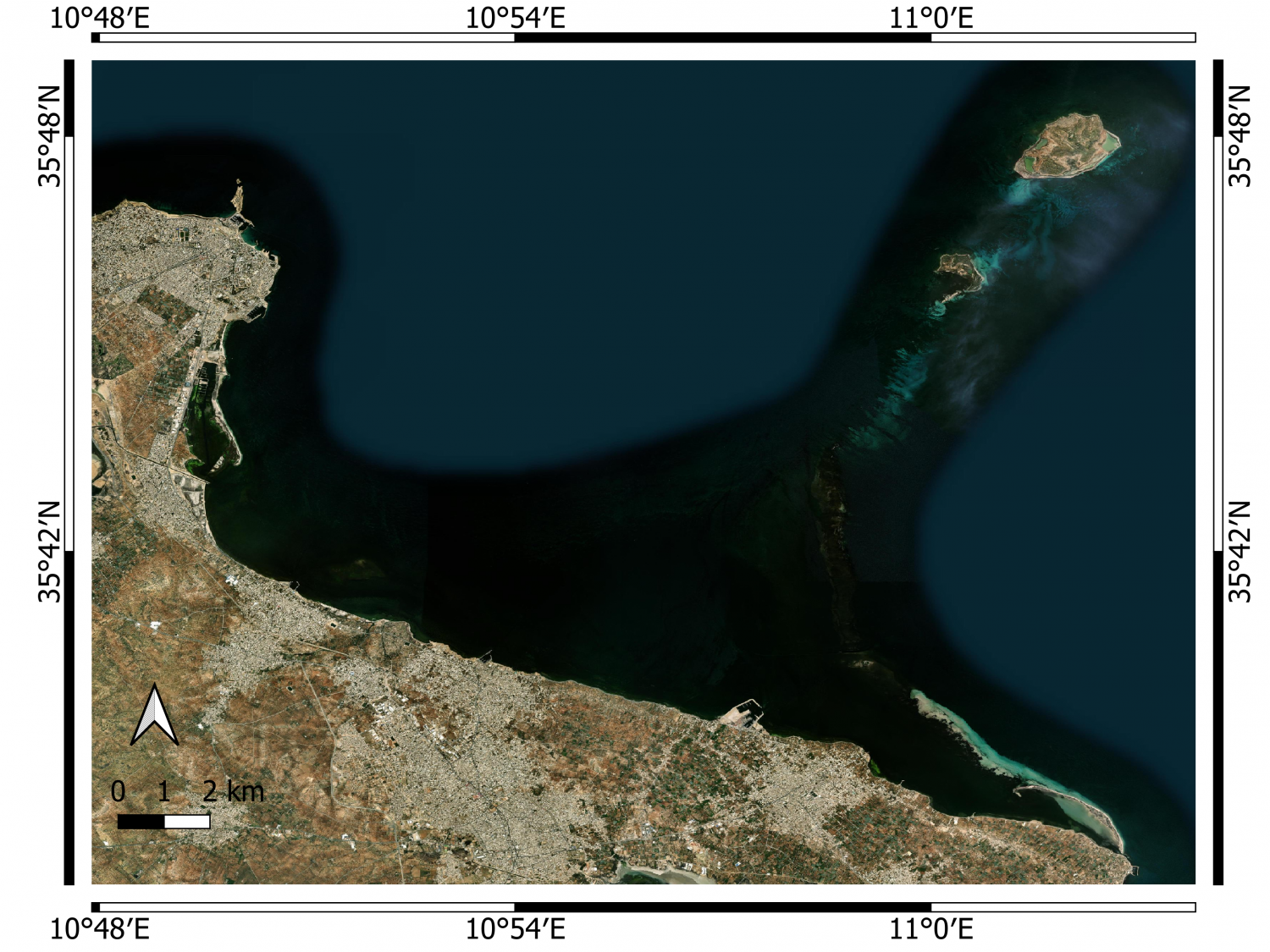 Satellite image of Monastir Bay